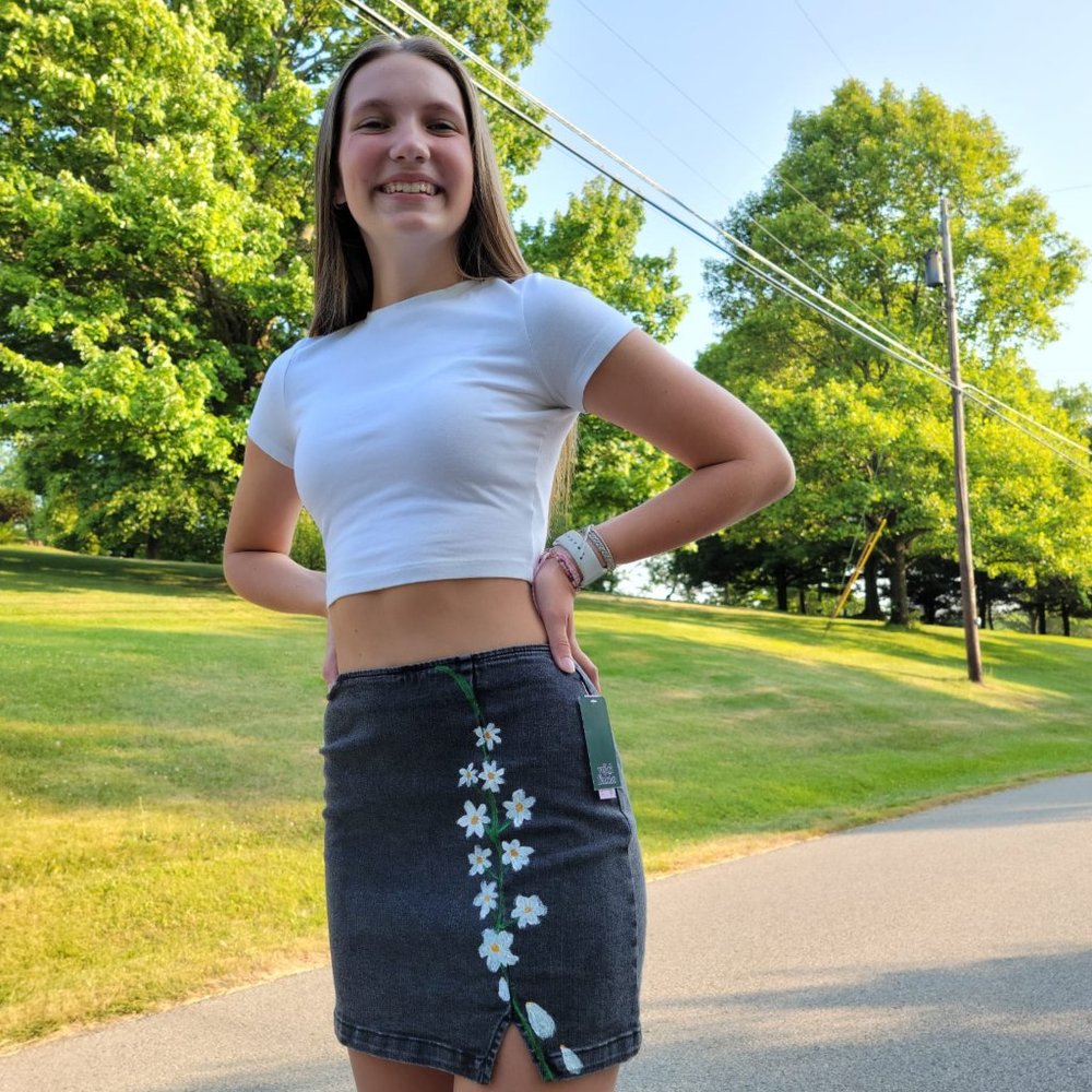 Handpainted Daisy Skirt
